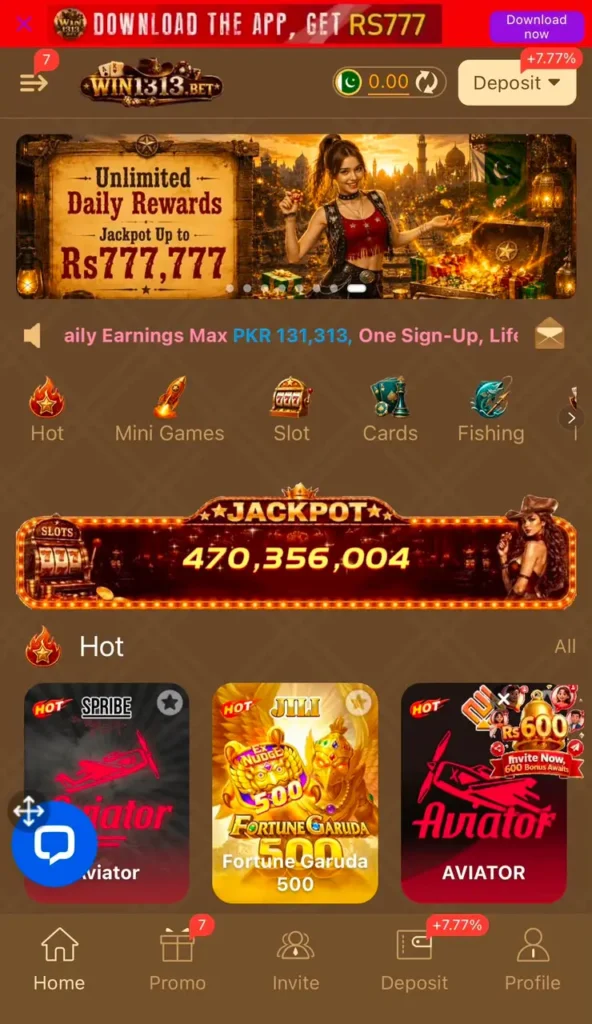 WIN1313BET Game is the latest earning platform in pakistan.